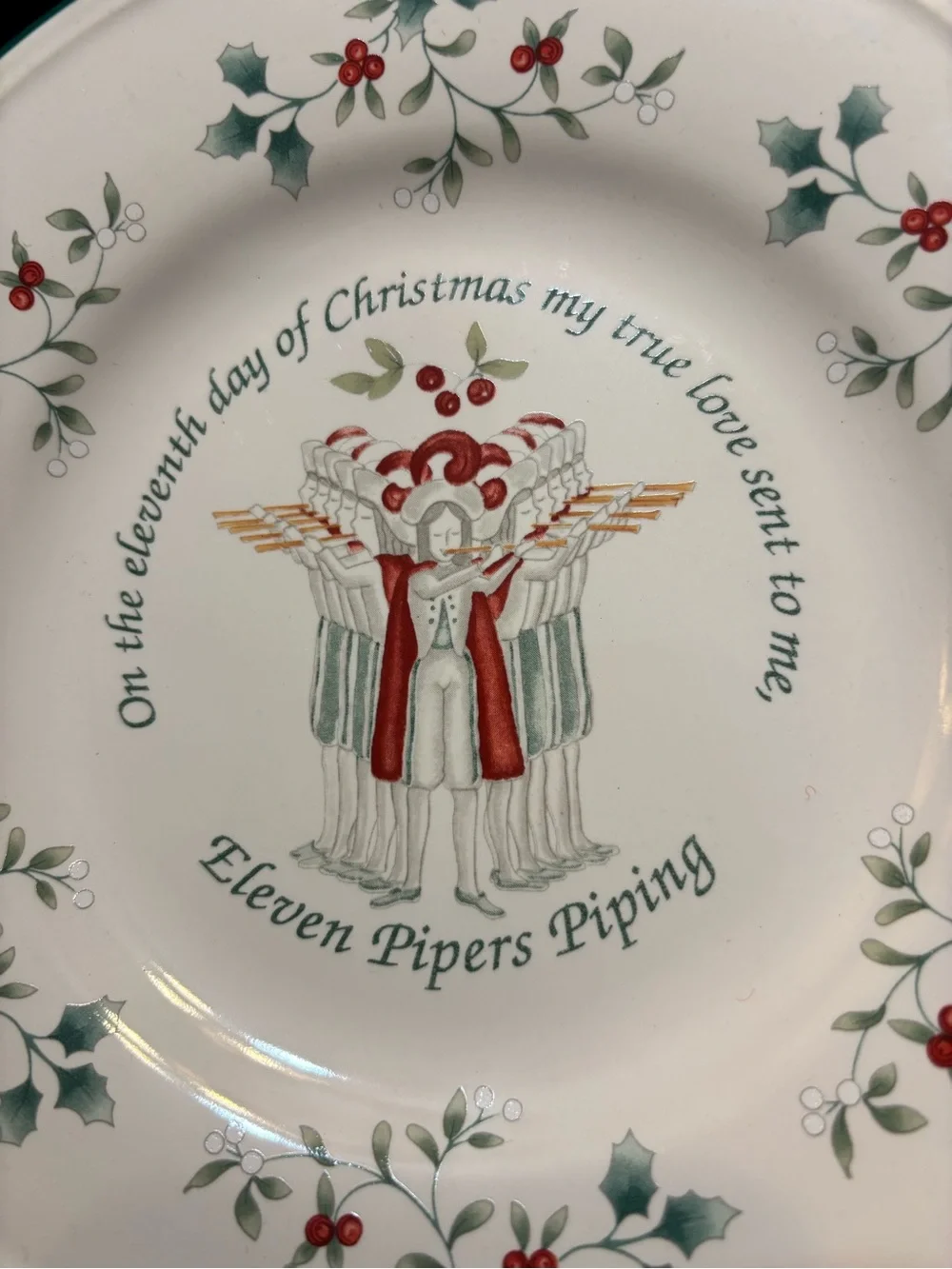 Pfaltzgraff Eleven Pipers Piping 8” Christmas Plate 12 Days of Christmas